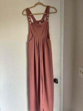 HALARA Dusty Rose Wide-Leg Jumpsuit with Button Straps